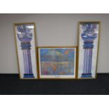 A pair of gilt framed prints and a Paul Klee print