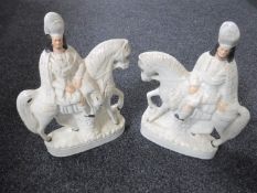 A pair of Staffordshire flat backed figures - Gentleman on horseback