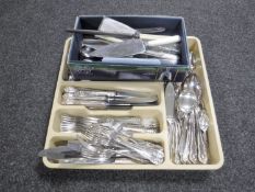 A cutlery tray of George Butler Sheffield plate cutlery,