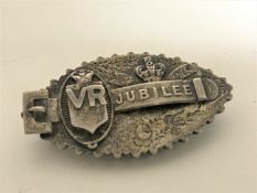 A Victorian jubilee silver brooch