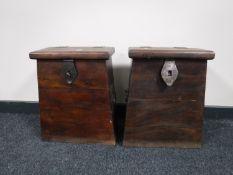 A pair of Eastern hardwood metal bound storage chests