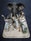 A tray of five Country Artists figures - monkey, crocodile,
