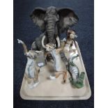 A tray of five Country Artists figures - monkey, crocodile,