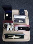 A tray of assorted ladies and gents wrist watches - Seiko, Montine,