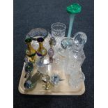 A tray of assorted glass ware and lead crystal