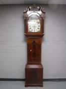 A mahogany eight day longcase clock with painted dial signed Thos.