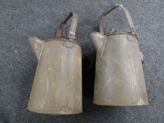 Two antique galvanised watering cans