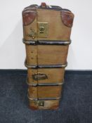 An early 20th century wooden bound travelling trunk