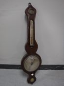 A mahogany banjo barometer signed J Fagioli of London