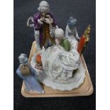 A tray of two Nao figure (one a/f), two Spanish figures,