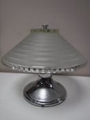 A 1930's chrome and frosted glass table lamp (not wired)