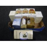 A box of Ringtons china - commemorative caddies, chintz milk jug, sugar basin,
