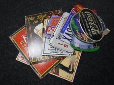 Fourteen tin advertising signs - Rowntrees Chocolate, Fry's Chocolate,