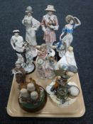 A tray of assorted figures - Border Fine Arts owls, Royal Doulton figure Heather HN 2958,