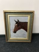 A gilt framed oil on canvas of a horse by Irene Hayes,