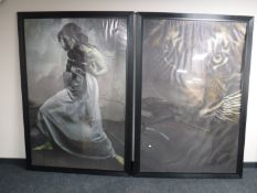 Two large black framed prints,