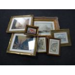 Three gilt framed prints depicting Victorian Newcastle together with a gilt framed print of the