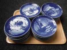 A tray of twenty nine Royal Copenhagen calendar plates