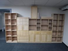 A ten piece beech modular unit