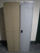 A double door metal locker,
