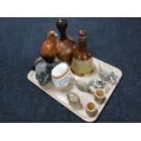 A tray of Beswick Osprey and Golden Eagle decanters, two Beswick Loch Ness Monster decanters,