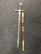 A Medieval type sword with jeweled scabbard