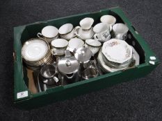 A box of Royal Grafton Majestic tea service, Johnson Bros fruit pattern tea service,