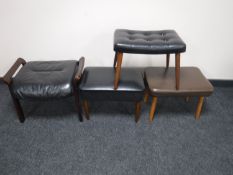 Four late twentieth century leather topped stools