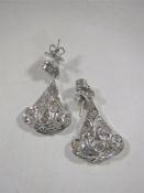 A pair of 18ct white gold diamond earrings, 7.2g.