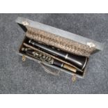 A cased two piece clarinet by Dore of Paris