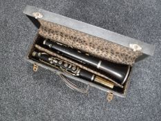 A cased two piece clarinet by Dore of Paris