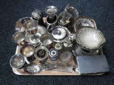 A tray of assorted 20th century plated wares