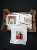 A box of a large quantity of un-framed prints, etchings,