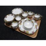 A tray of thirty five pieces of Aynsley floral tea china