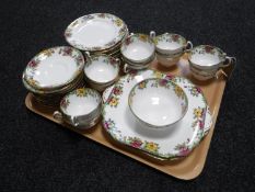 A tray of thirty five pieces of Aynsley floral tea china