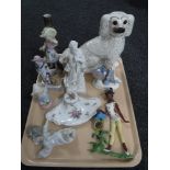 A tray of continental figures, Lladro figure of an angel,