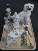 A tray of continental figures, Lladro figure of an angel,