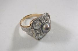 An antique pearl and diamond cluster ring,