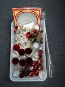 A box containing a quantity of assorted glass ware together with a yard of ale glass