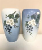 A pair of Royal Copenhagen vases decorated with blackberries,
