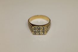 A gents 18ct gold diamond set 'Rolex' ring,