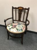 A Victorian inlaid mahogany bedroom chair,