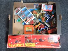 A box of vintage toys - Boxed Matel Verti Bird, boxed and un-boxed pedal action BMX bikes,