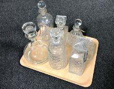 Seven various decanters