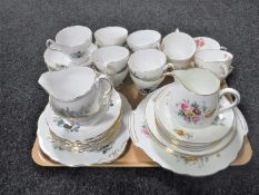 A tray of Crescent china Junetime tea set together with a Regency tea set