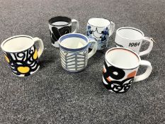 Six Royal Copenhagen Fajance mugs