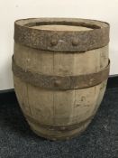 An oak oval coopered barrel