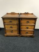 A pair of pine three drawer bedside chests