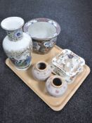 A tray of Oriental style planter, Japanese vase,