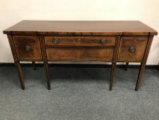 A Victorian inlaid mahogany breakfronted sideboard,